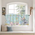 thumbnail image 2 of Easter Bunny Tier Curtains 36 Inch Length, Blue Easter Eggs Spring Floral Teal Wooden Cafe Short Curtains for Bathroom Over Sink, Small Kitchen Curtain Light Filtering Drapes 2 Panels 27.5"Wx36"L, 2 of 8