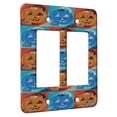 thumbnail image 1 of KuzmarK™ 2 Gang Rocker Wall Plate - Silly Siamese Stuck in a Pumpkin Halloween Cat Pattern Art by Denise Every, 1 of 1