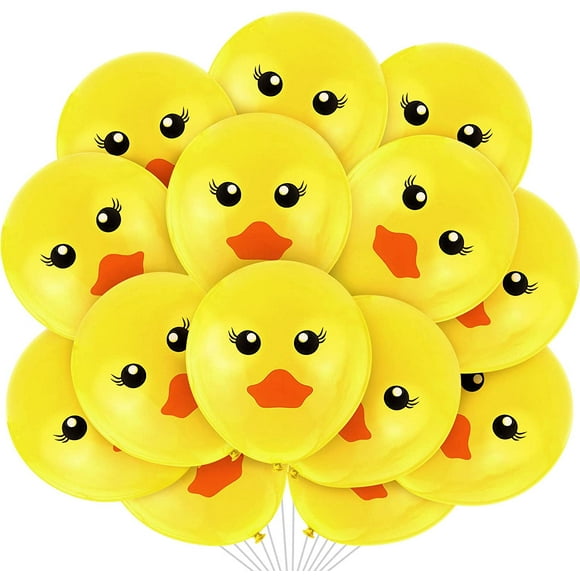60 Pcs Ballons en Latex Duck Jaunes, Ballons Imprimés Duck Dessin Animé, Ballons en Latex Visage Duck Mignon pour Décoration de Mariage, Fête d'Anniversaire, Shower de Bébé, Salle de Classe, 12 Pouces