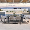 thumbnail image 2 of PURPLE LEAF 7 Pieces Modern Patio Dining Set, Rectangular Aluminum Outdoor Table and 6 All-Weather PE Rattan Chairs Set for Kitchen Porch and Garden, Dark Grey, 2 of 8
