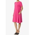 thumbnail image 3 of Robe T-Shirt Évasée à Manches Courtes Col Bateau Longueur Genou avec Poche pour Femmes PLUS, 3 of 6