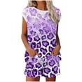 thumbnail image 2 of Gaecuw Two Piece Sets for Women Dressy 2 Piece Short Outfits Summer with Pocket Drawstring Floral Print Loungewear Sleeveless Round Neck Tops Pajamas Pants Vacation Tracksuits Purple 2XL, 2 of 5