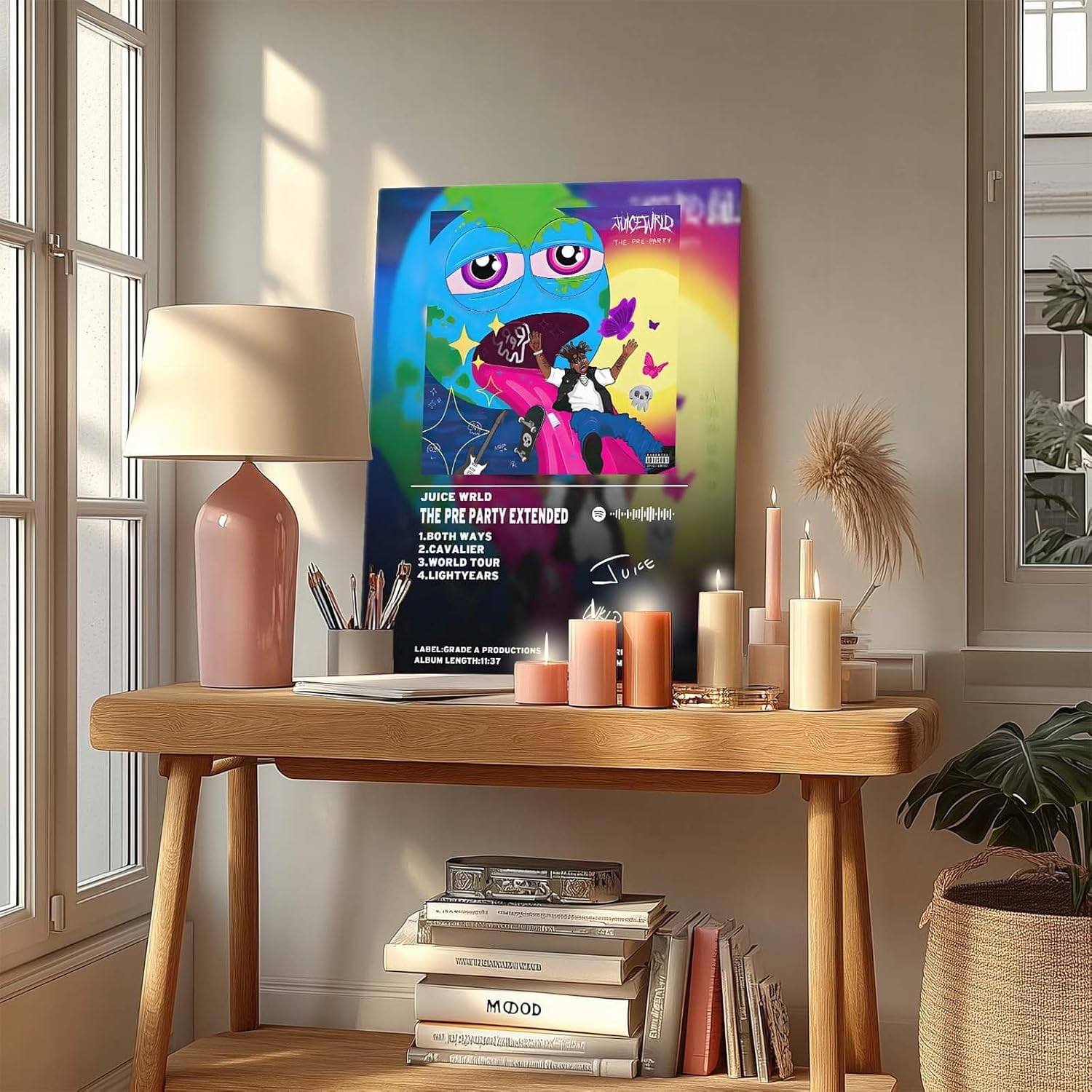 P&L Art Juice Wrld The Pre Party Extended Canvas Wall Art, Rapper Singer Album Cover and Poster Framed Print Art, Aesthetic Picture Print Art for Bedroom or Landscape Office Room Decor Gift 11x14inch