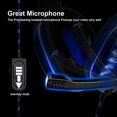 thumbnail image 4 of Cateissary 2020 nuevos auriculares de Gamer con luz Led para ordenador, auriculares para juegos PS4, auriculares estéreo con graves ajustables, auriculares Cables de audio/vídeo azul negro, 4 of 6