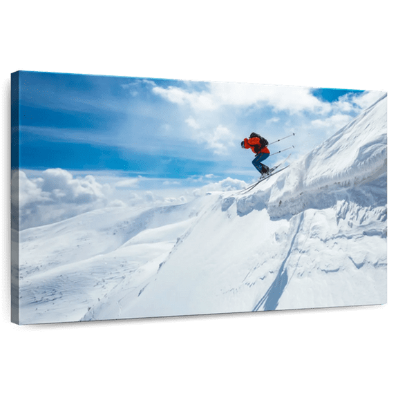 Elephant Stock Carpathian Mountains Skiing Wall Art - Horizontal Canvas Wall Art - Living Room Wall Decor - Sports Canvas - Red And Blue Decor - 12" x 8"