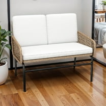 ModFusion All-Weather Rattan Wicker Double Seat Loveseat Sofa, Versatile Indoor Outdoor Patio Furniture for Bedroom, Living Room Backyard & Poolside