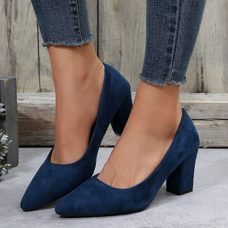 

Women s T-strap Cut-out Block Heels Comfy All-Match Solid Color Dress Shoes