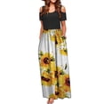 thumbnail image 2 of SMihono Robe Maxi Bohème d'Été pour Femmes Grande Taille Robe Longue Décontractée pour Femmes avec Imprimé Floral Rayé Manches Courtes Robe Maxi Robe de Plage, 2 of 4