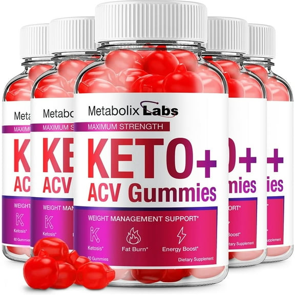 (5 Pack) Metabolix Labs Keto ACV Gummies - Official - Keto MetabolixLabs ACV Gummies Advanced Formula Plus Apple Cider Vinegar Dietary Supplement B12 Beet Root Juice Men Women (300 Gummies)