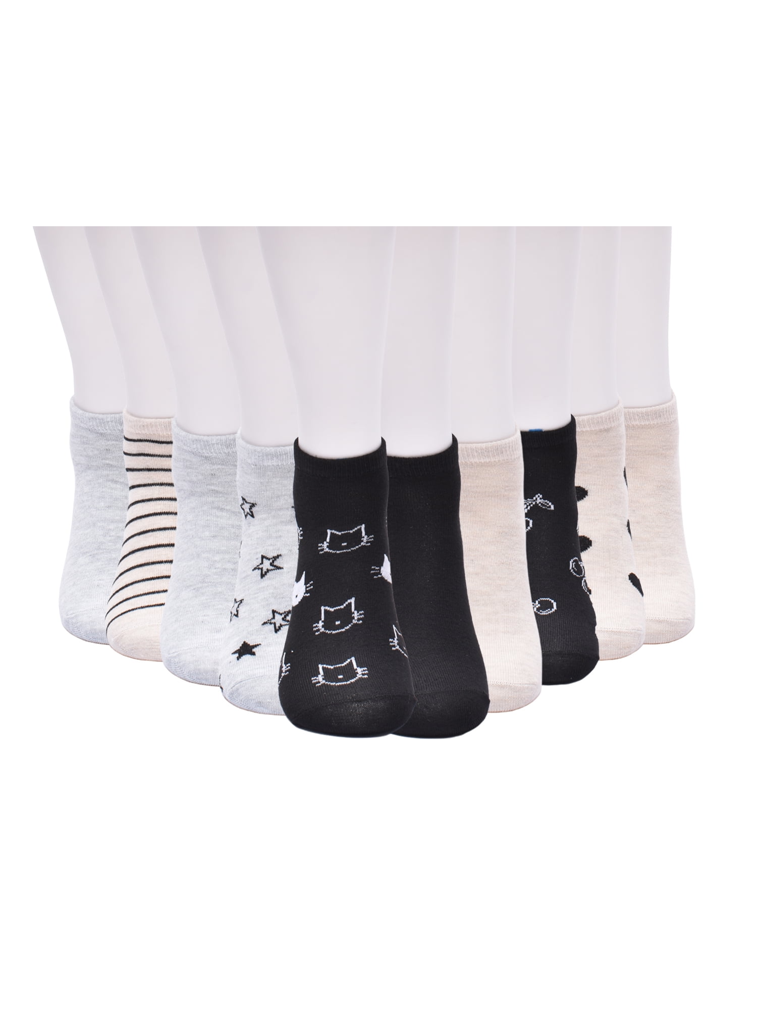 No Boundaries Women’s Low Cut Socks, 10 Pack, Shoe Sizes 4-10