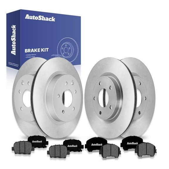 AutoShack Front Vented & Rear Vented Brake Rotors   Premium Ceramic Pads 12-PC Brake Kit Replacement for 2014-2019 Nissan Rogue