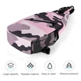thumbnail image 5 of Full Print Chest Bag 8×15in Outer Large Bag On Both Sides Of Mesh Bag Inside Pocket Design Sponge Pad Shoulder Strap Texture Military Camouflage Pattern Abstract Pink_4, 5 of 8