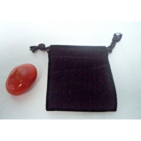 Carnelian Tumbled Stone, 1" in a Velvet Carry Bag (Crystal Healing Gemstone)