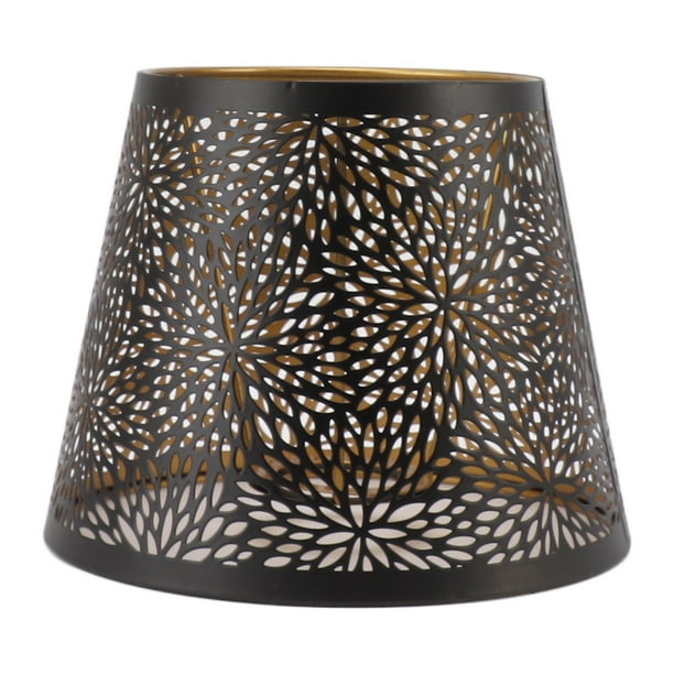 Pantalla de lámpara de Metal E26 E27 Estilo de árbol del Bosque Cubierta de Pantalla Decorativa de Hierro Ahuecada con patrón Interior Dorado para lámpara de Techo de Pared de Mesa Negro