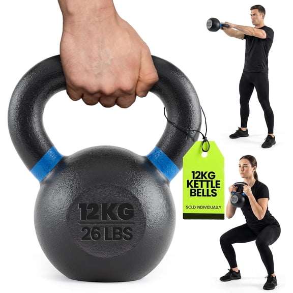 YSHIHAO Single-Piece Cast Iron Kettlebell, 8-24 kg, Powder Coated, Strength Training for Home Gym