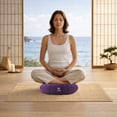 thumbnail image 7 of Node Fitness Zafu Meditation Cushion, 15" Round Buckwheat Yoga Pillow with Organic Cotton Cover - Purple, 7 of 7