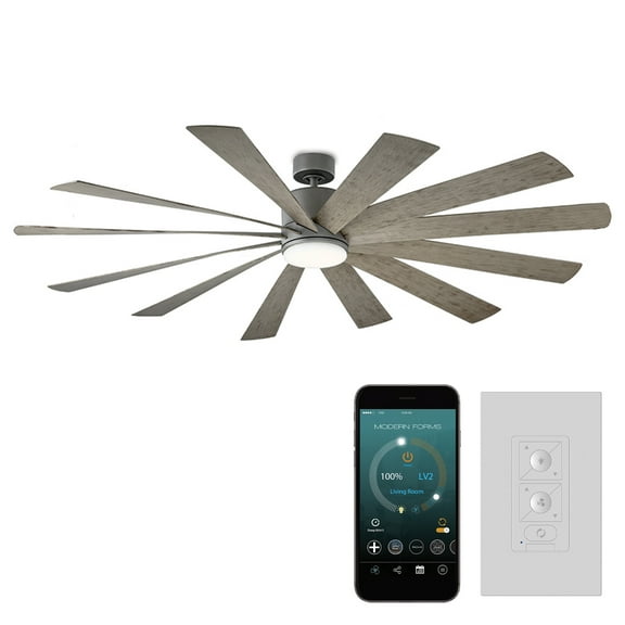 Windflower 80" Graphite/Weathered Gray Dimmable LED Smart Ceiling Fan