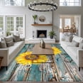 thumbnail image 3 of Large Area Rugs for Living Room Bedroom, Yellow Sunflowers Vintage 5'x8' Rug Washable Carpet Runner Indoor Outdoor, Turquoise Gradient Wooden Grain Non Slip Floor Mats Rug for Kitchen, Bathroom, 3 of 8