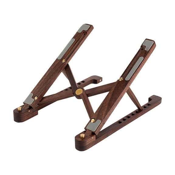 Foldable Laptop Stand Laptop Riser Holder 8 Height Adjustable Anti Slip Wooden Computer Tablet Stand Notebook Stand for Desk Work Desktop Dark Brown