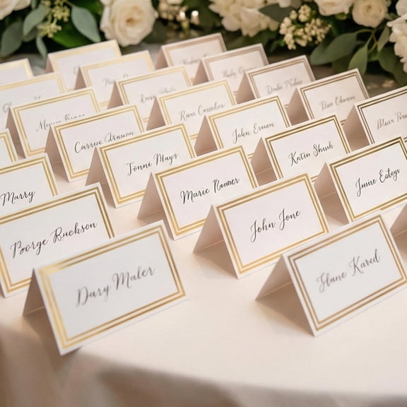 RENACLIPY 25Pcs Blank Wedding Tent Style Place Cards for Reserved Table Signs At Bridal Shower and Business Events