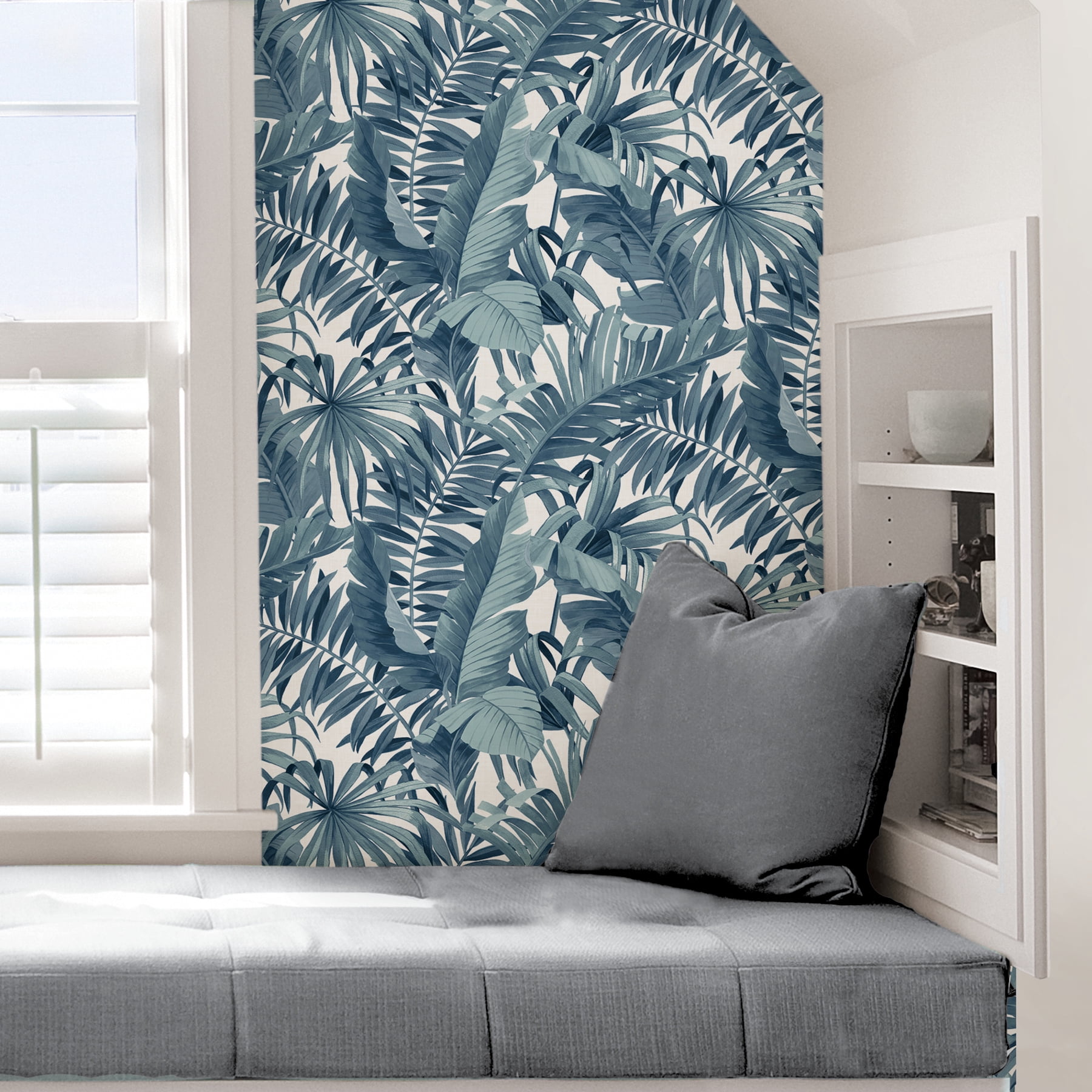 NuWallpaper Blue Maui Vinyl Peel And Stick Wallpaper, 216-in by 20.5-in, 30.75 sq. ft.