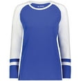 thumbnail image 2 of Augusta Sportswear B26034757 Women Tri-Blend Fanatic 2.0 Long Sleeve T-Shirt, Royal & White - 2XL, 2 of 5