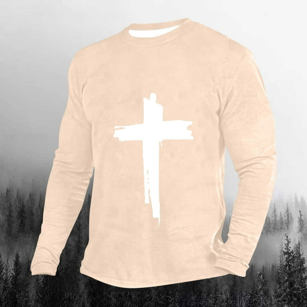 Blusas y camisas de manga larga con cuello redondo para hombre, blusa informal de moda con cuello redondo y estampado de manga larga.