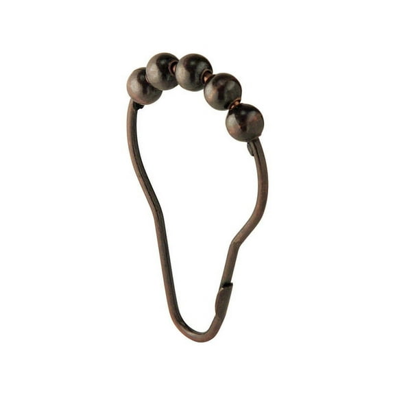 InterDesign Steel Roller Shower Curtain Rings/Hooks, Bronze, Set of 12