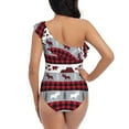 thumbnail image 5 of Easygdp Buffalo Plaid Forest Women's One Shoulder Ruffle Monokini Bathing Suits with Removable Chest Pad, Quick Drying - X-Large, 5 of 8