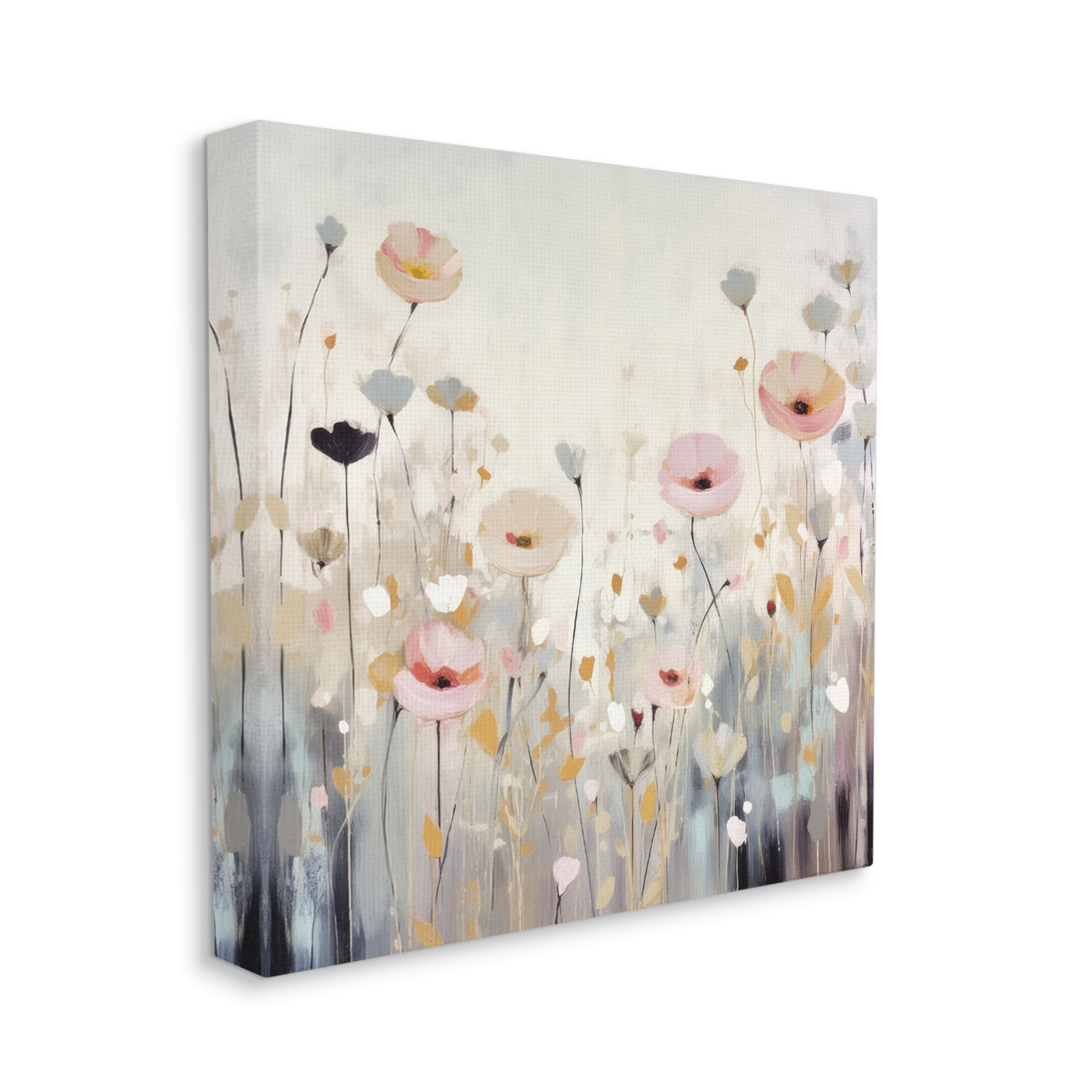 Stupell Industries Pastel Poppy Meadow Botanical & Floral Painting Gallery Wrapped Canvas Art Print Wall Art, 24 x 24
