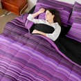 thumbnail image 5 of Castle Fairy Abstract Horizontal Stripe King Bedding 7pcs,Watercolor Thin Line King Bed in a Bag,Lavender Violet Plum,Reversible, 5 of 7