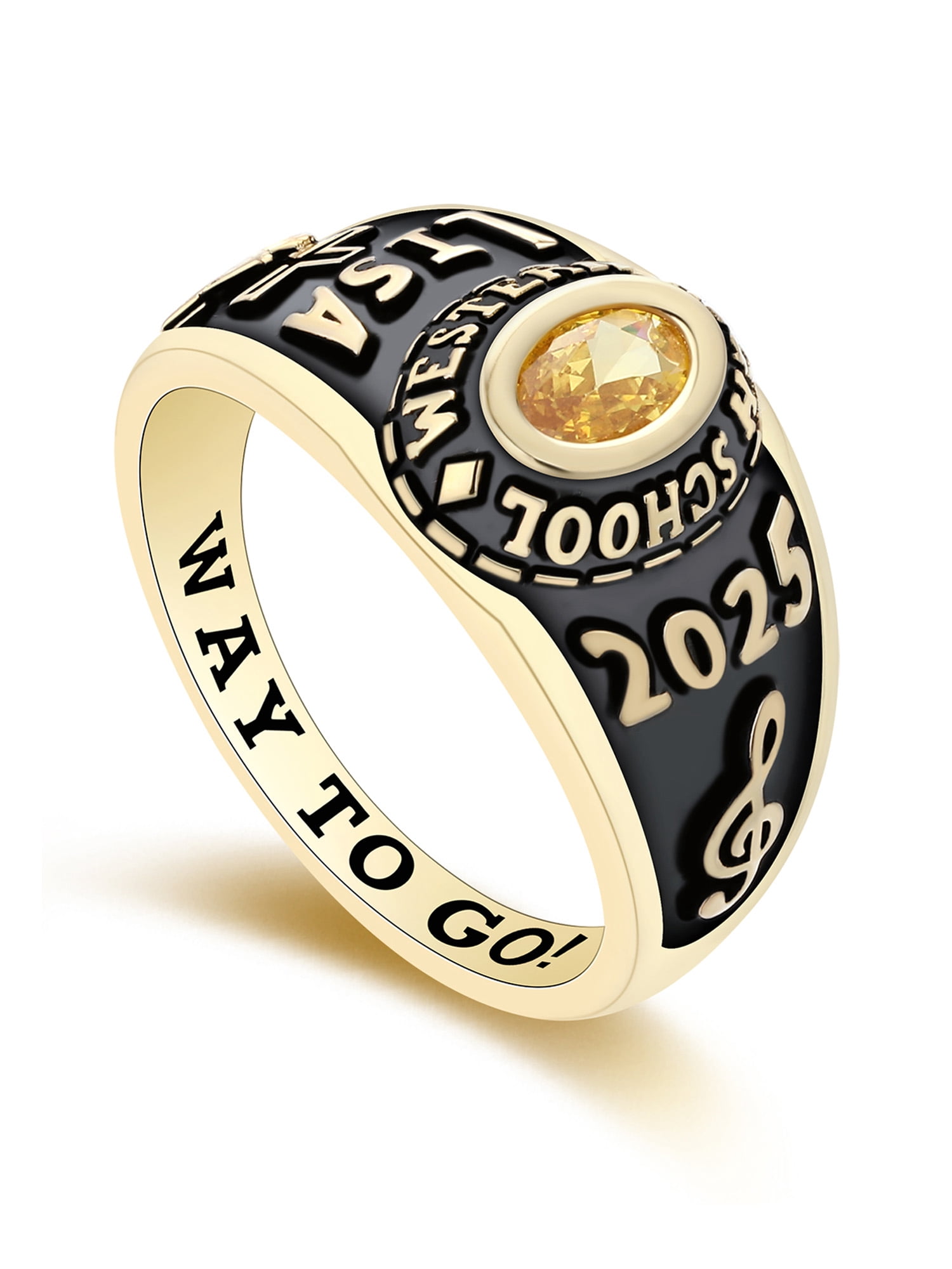 Mementos USA Customized Petite Women's Class Ring 10kt Yellow Gold for High School and College