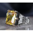 thumbnail image 5 of Roarsilver Zircon Ring-925k Unisex Silver Jewelry-Vintage Gemstone Ring-Gift for Him and Her-925k Turkish Handmade Sterling Silver Yellow Zircon Ring | 9, 5 of 6