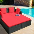 thumbnail image 4 of Patiojoy Patio Rattan Daybed with 4 Pillows Cushioned Sofa for Outdoor Red, 4 of 10