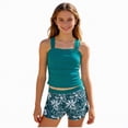 thumbnail image 4 of HCNTES Girls Swimsuits Two Piece Tankini Sets Ruffle Bathing Suit with Chest Pad Size 6-15 Years(Dark Green,8-9 Y), 4 of 4