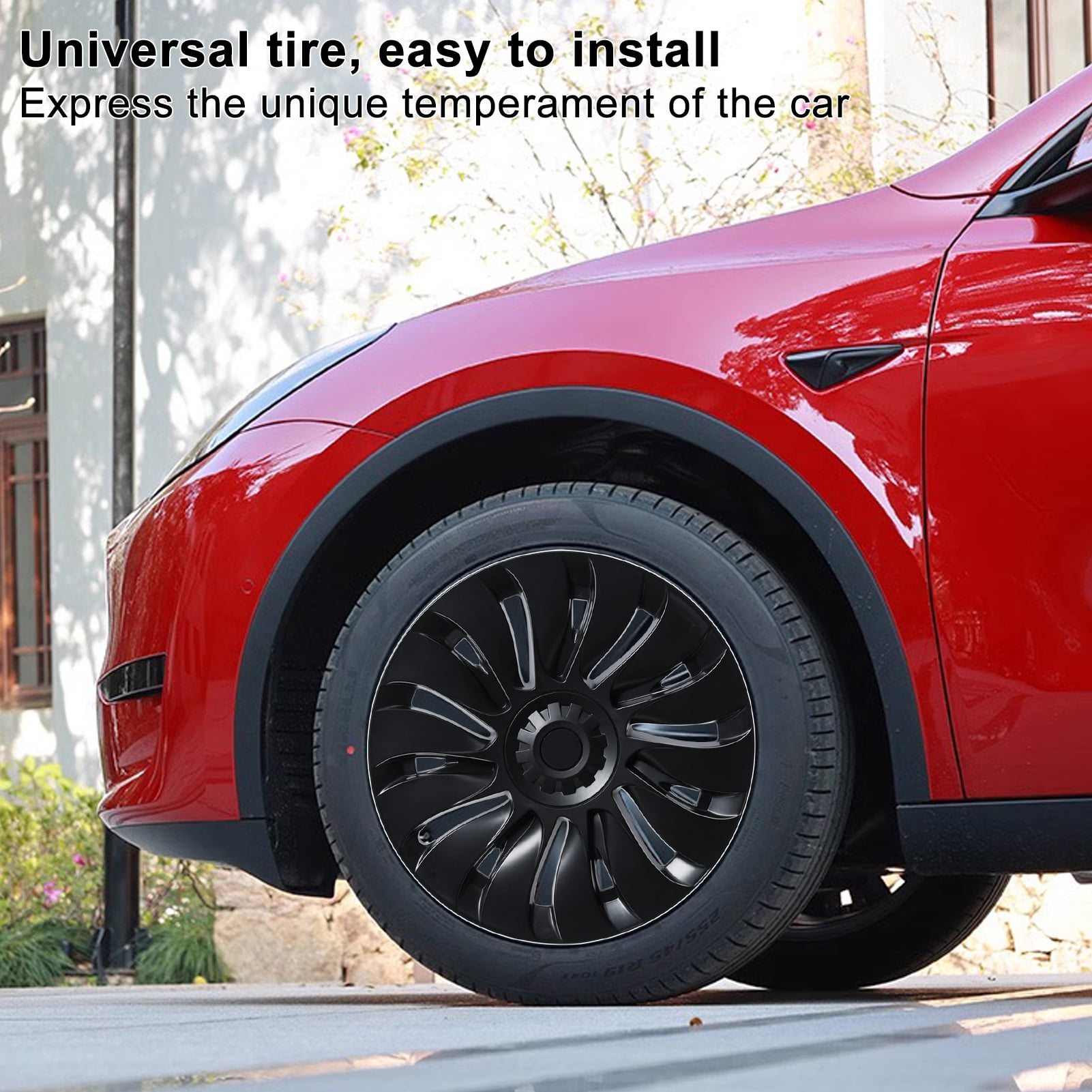 WETS 4Pcs/Set Wheel Cover Hubcap, Automotive Hub Caps, 19 Inches Modified Wheel Cover Replacement for Tesla Model Y AD