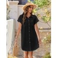 thumbnail image 3 of Vestido de verano Zeagoo Vestido camisero de lino con cuello en V y botones, 3 of 6