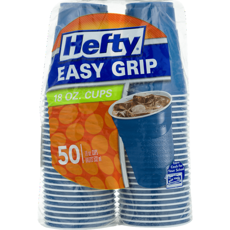 Hefty Party Disposable Plastic Cups Blue Strong Durable Cups, 18 Oz, 120  count