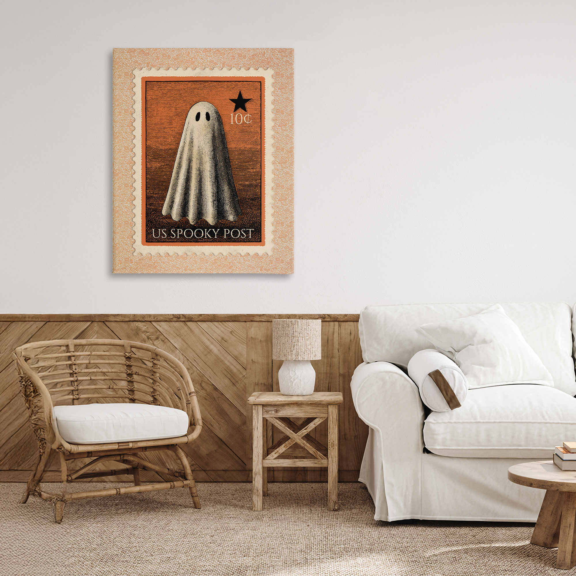 Vintage Ghost Stamp Canvas Wall Art, design by Arlington Prints