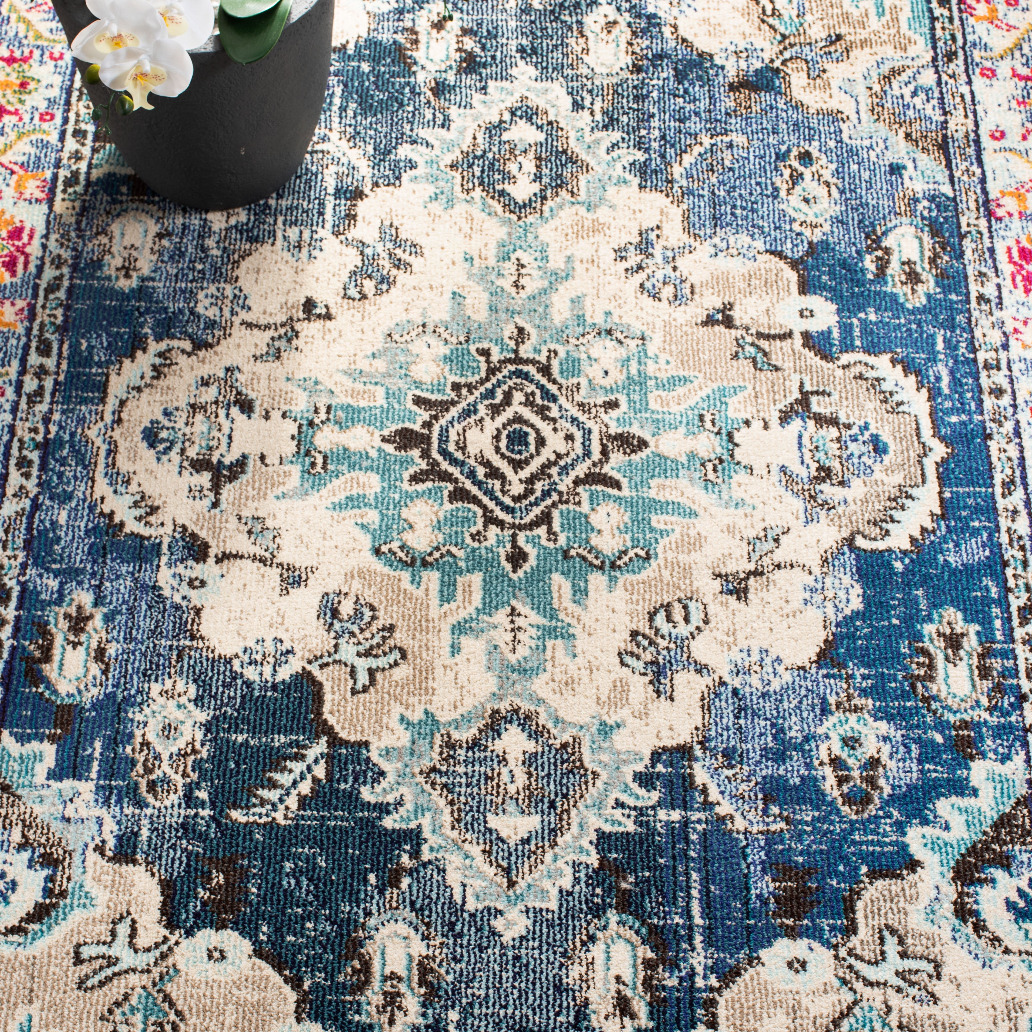 SAFAVIEH Area Rug 12x18 - Monaco Collection - X-Large - Traditional Design, Navy & Light Blue, Ideal for Living Room, Bedroom, Dining Space