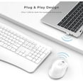 thumbnail image 5 of Ergonomic Keyboard and Mouse Combo, Full Size Cordless Computer Keyboard with Palm Wrist Rest Ergonomic Mouse - White, 5 of 5