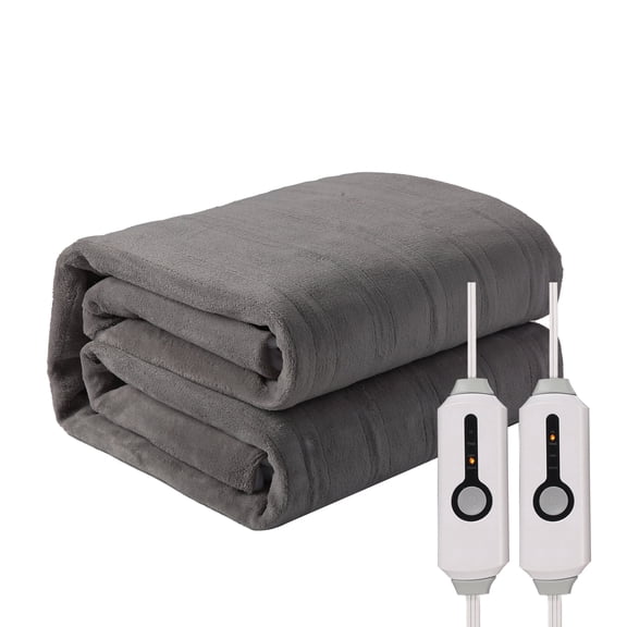 YAKEE Electric Mattress Pad, Queen Size, 4 Heating Levels, 10-Hour Auto off, Lightweight Polyester, Grey