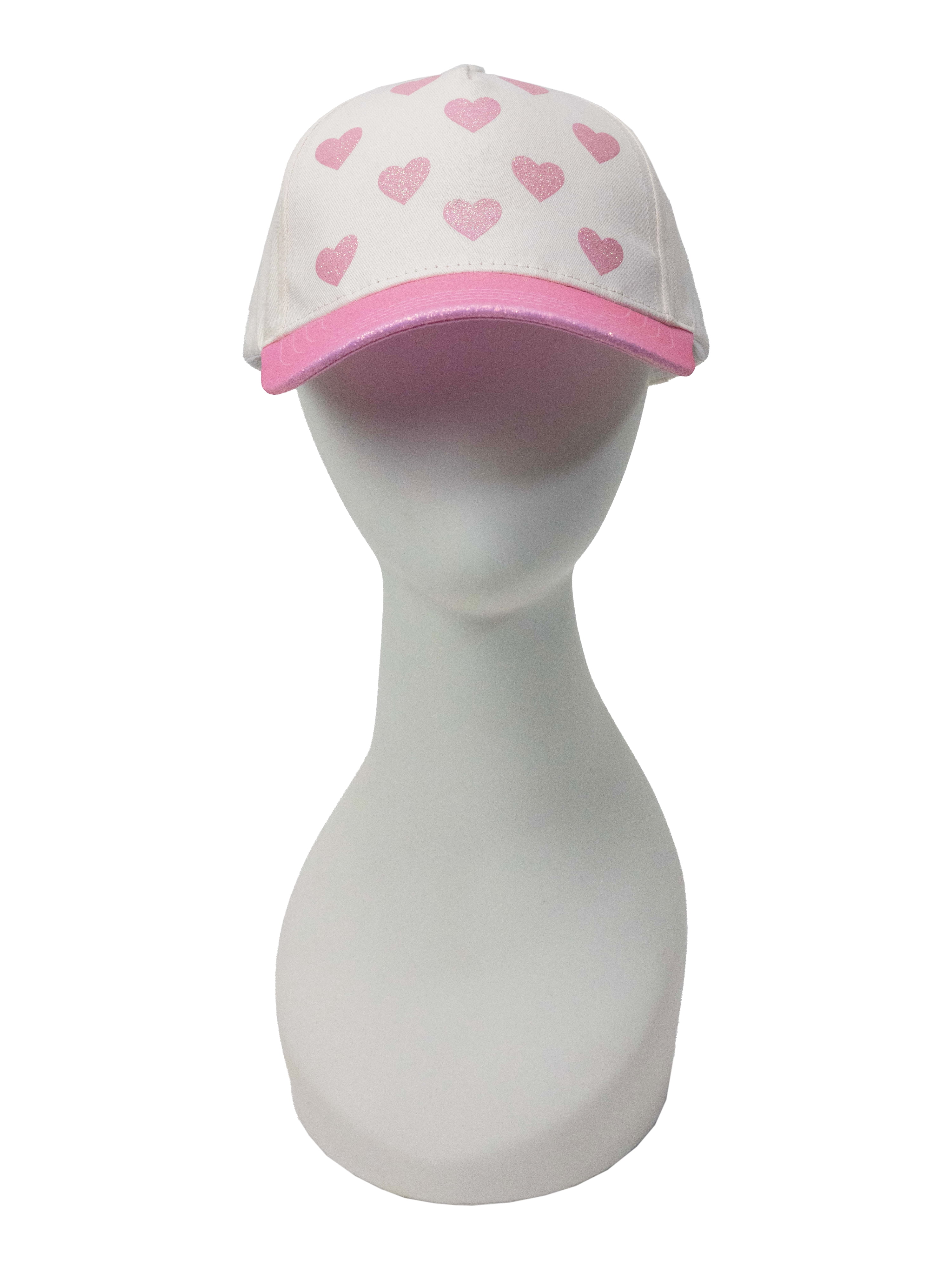 Wonder Nation Girls Baseball Hat, Pink Foil Hearts