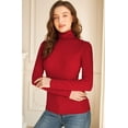 thumbnail image 2 of XINQIHANG Women Turtleneck Tops Long Sleeve Fine-Ribbed Lightweight Stretch Base Layer Shirts, 2 of 4
