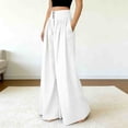 thumbnail image 4 of Mifsaly High Waisted Wide Leg Palazzo Pants Women Button Down Front Smocked Flowy Pant with Pockets Loose Fit Casual Summer Beach Vacation Clothes, 4 of 6