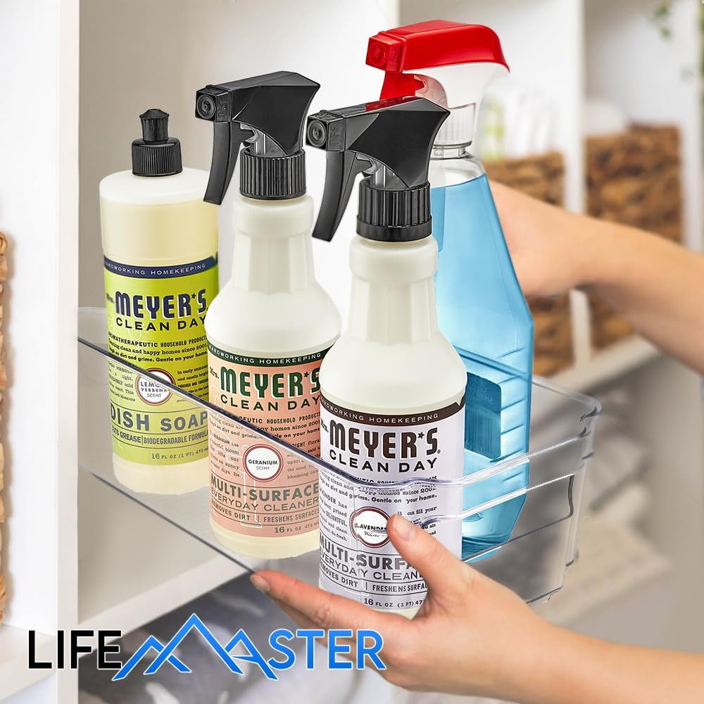 LifeMaster Stackable Fridge Organizer PET Clear Bins - Pack of 14 | Maximize Storage Space, Easy to Clean, Versatile for Fridge, Cabinet, Pantry, Countertops | Durable PET Plastic
