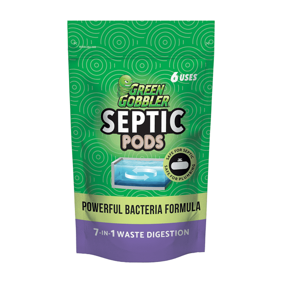 Green Gobbler Monthly Septic Tank Treatment Pacs, Pre-Measured Flushable Pacs - 6 Pc Ct
