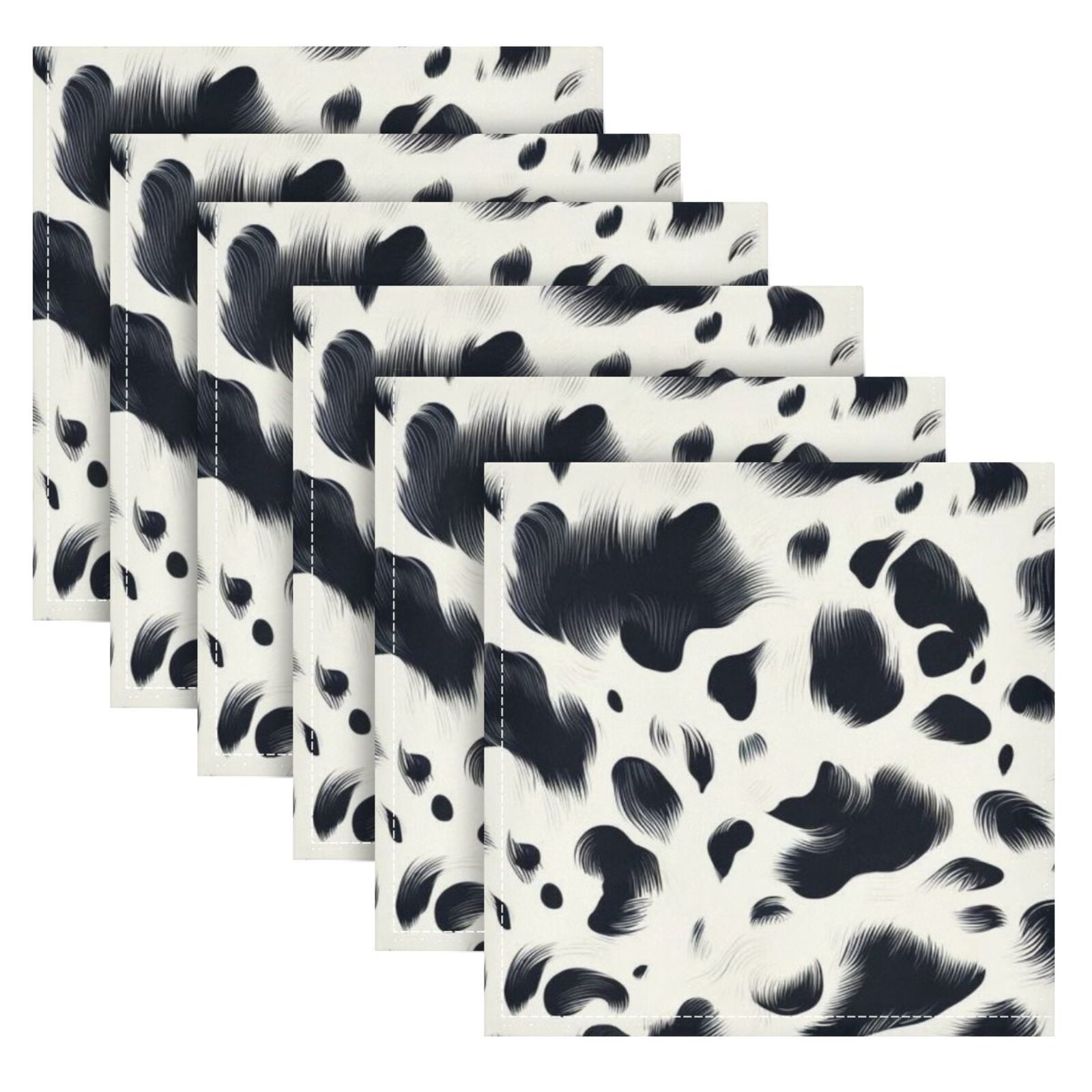 JSTEL Cow Prints Cloth Napkins Set of 6, 20x20 Inch Washable and Reusable Napkin for Decoupage Dinner Party Everyday Use