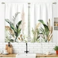 thumbnail image 3 of Tropical Leaves Green Plant Small Kitchen Curtains Summer Window Treatment Botanical Banana Leaf Cafe Short Window Curtains for Bathroom Dining Room Tier Treatment Drapes 27.5x39 inch, 3 of 6