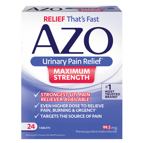 AZO Maximum Strength Urinary Pain Relief, UTI Pain Reliever, 24 Tablets